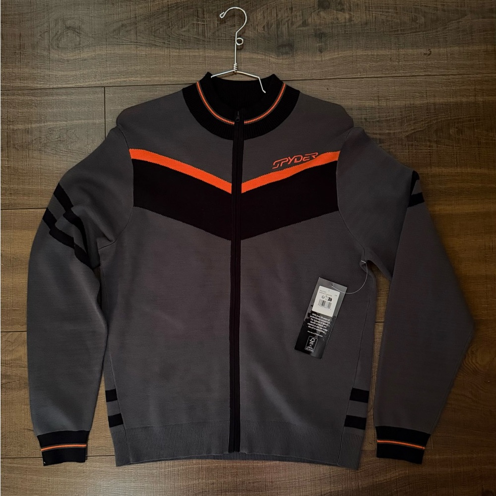 Spyder Grayish Blue/Black/Orange MENS GARMISCH SWEATER - SLATE BLUE